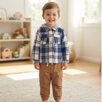 J15999: Boys Brushed Cotton Jacket With Brush Back Hood & Pant Outfit (2-4 Years)